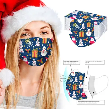 

Disposable Christmas Masks Unisex Cartoons Printed Mask For Adults Earloop FaceMasks 3-layer mond masker filter 50pc mascaras