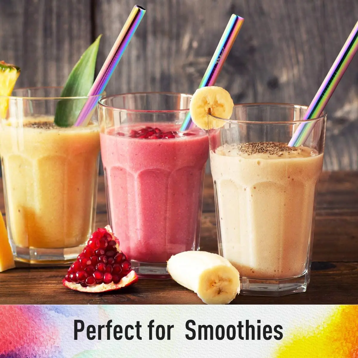 Metal Straws 4Pcs 304 Stainless Steel Extra Wide Reusable For Milkshake Smoothie Bar Beverage