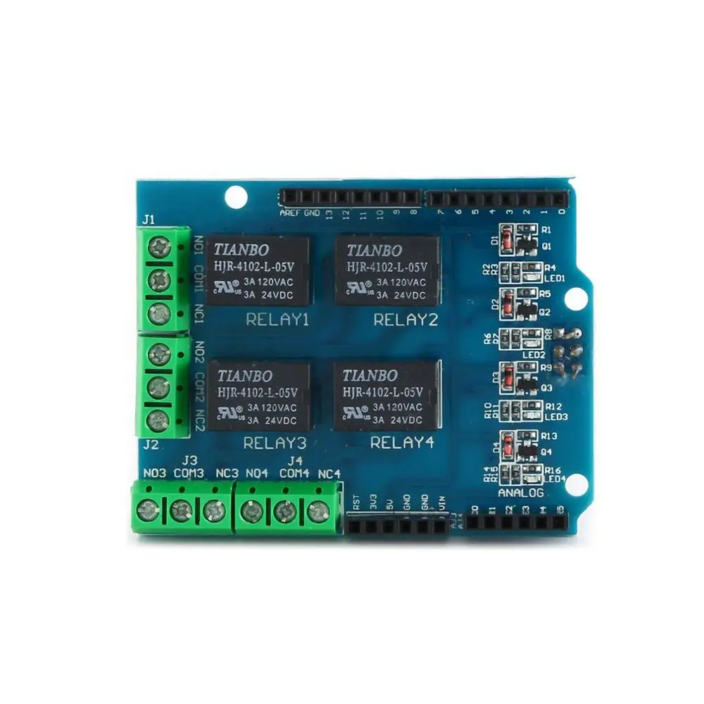 4 канала 5 в щит интерфейсы релейный модуль Плата управления реле для расширения платы для Arduino Uno R3 Mega 2560