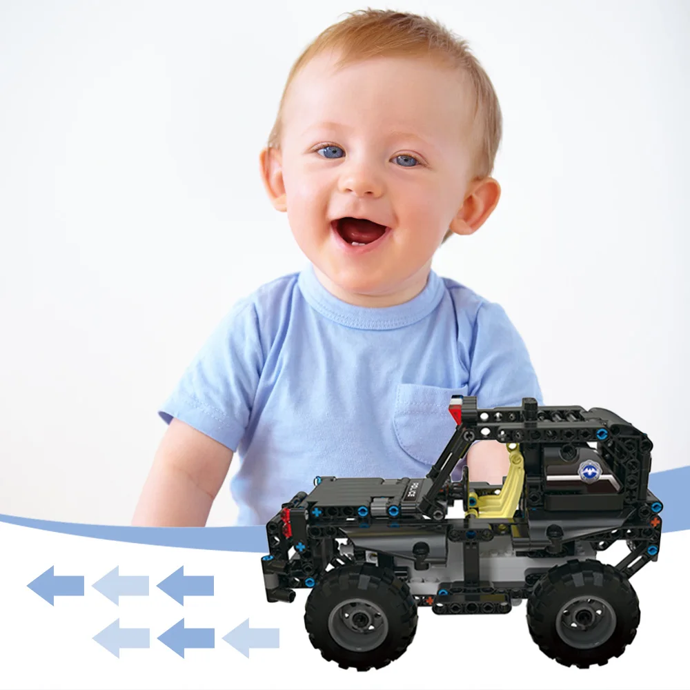 DIY Собранный автомобиль дистанционного управления 2,4G 1/18 четырехходовой RC сборные блоки электрический военный патрульный автомобиль 336 шт игрушки подарки для мальчиков