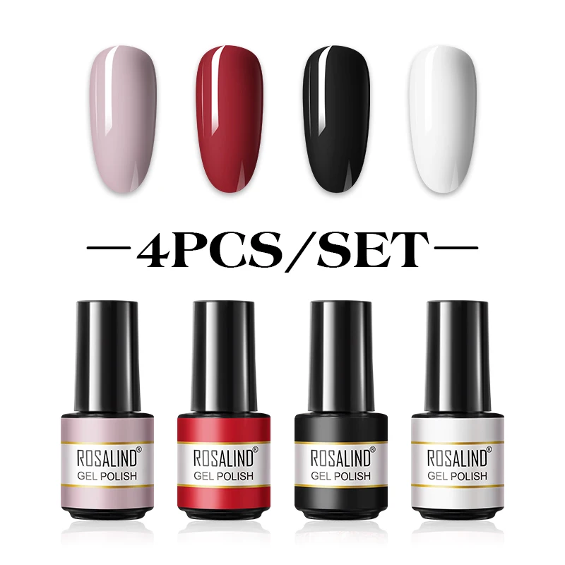ROSALIND 2/4/6Pcs Gel Nail Polish Set Gel Polish Kit For Manicure Nail Desgin Art Semi Permanent Varnish Hybrid Base Top Coat 3