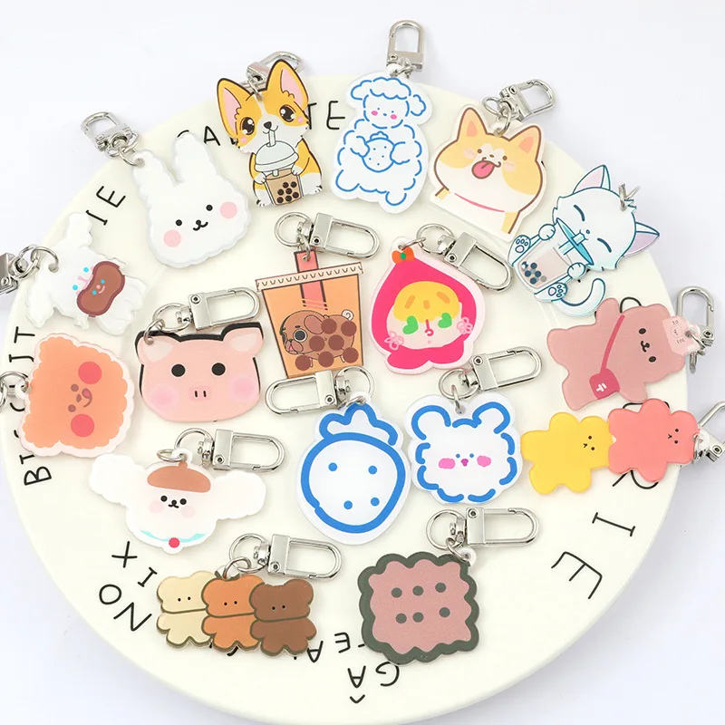 Anime Cosplay Acrylic Pendant Keychain Shiba Inu Little Bear Piggy chains Women Charm Bags Chain Car Ring Accessories | Украшения и