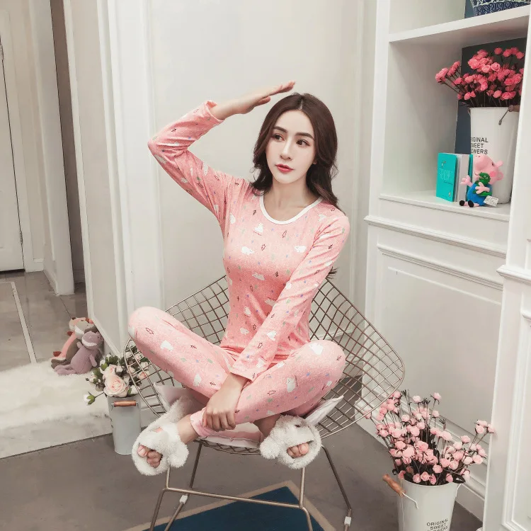 Fall/winter women's milk silk plus velvet long-sleeved autumn clothing pants women's round neck body shaping pajamas