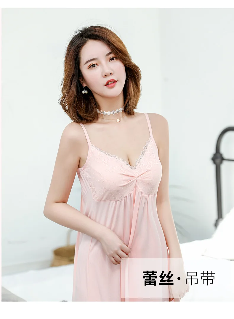 Camisole летняя ночная рубашка, кружевной бюстгальтер на груди, свободные и большие размеры, пижамы для беременных женщин 5037