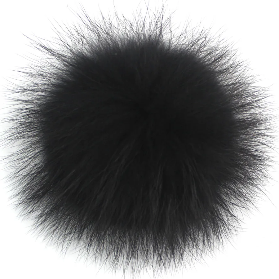 Fluffy Real Fox Fur Pompoms with Button 13-15cm DIY Raccoon Fur Pom Poms Balls Natural Fur Pompon For Scarves Hats Accessories 