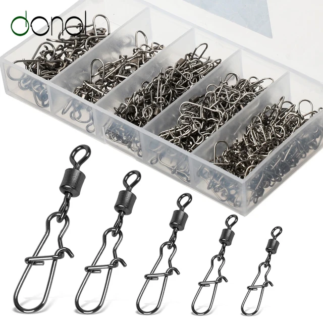 US $4.27 DONQL 100pcs Set Fishing Connector Swivels Interlock Pin Snap 412 Rolling Swivel For Fishhook L
