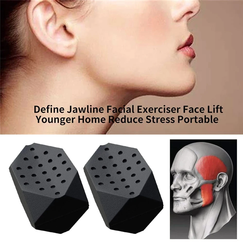 2pc Jawline Exerciser Jaw Silicone Face Masseter Exercise Accessories Facial Mouth Jawline Jaw Chew Ball Bite Breaker Trainin
