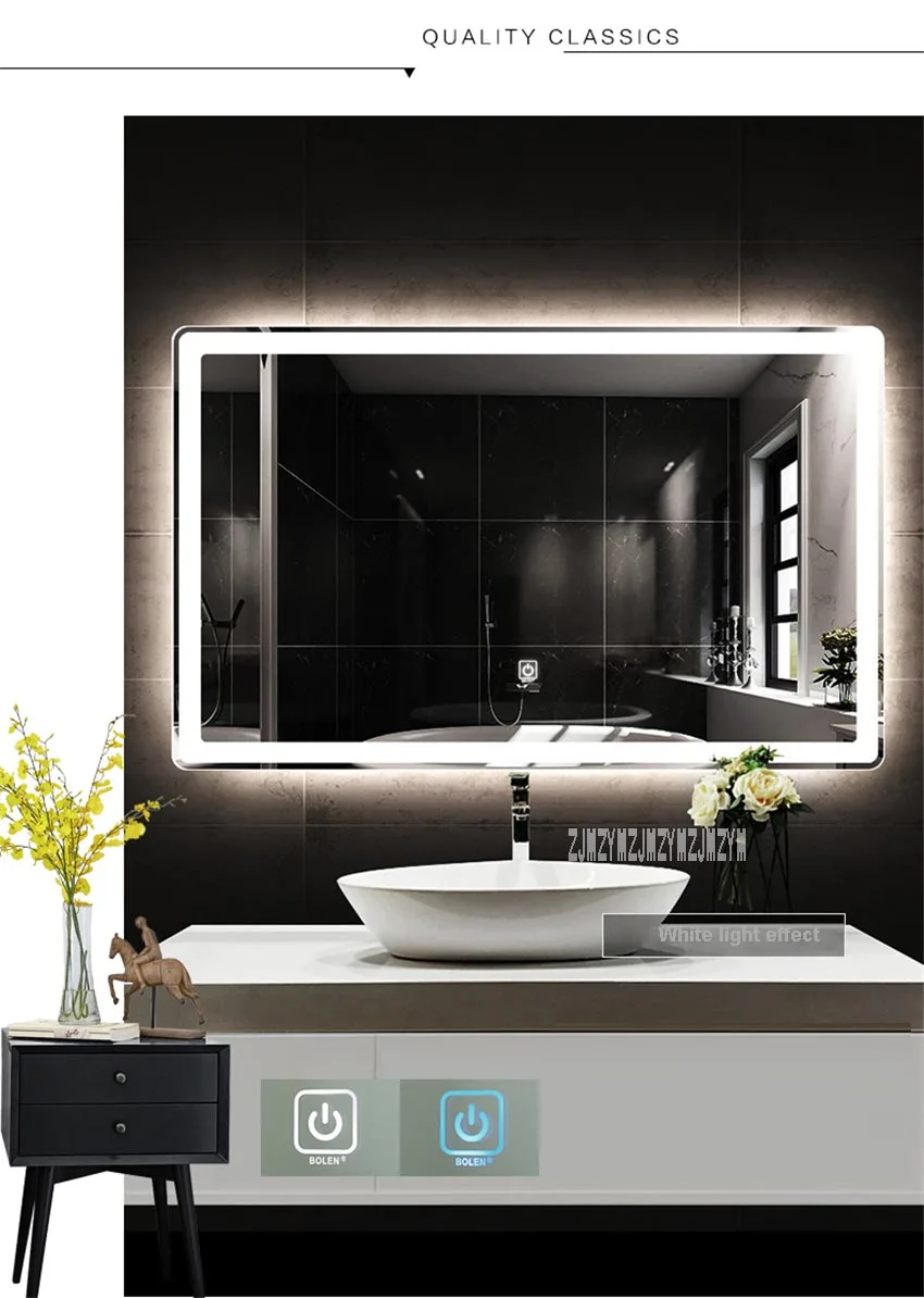 CTL305 настенное закругленное Угловое зеркало для ванной комнаты Smart HD светодиодный сенсорный переключатель Анти-туман Bluetooth зеркало для ванной 110 В/220 В