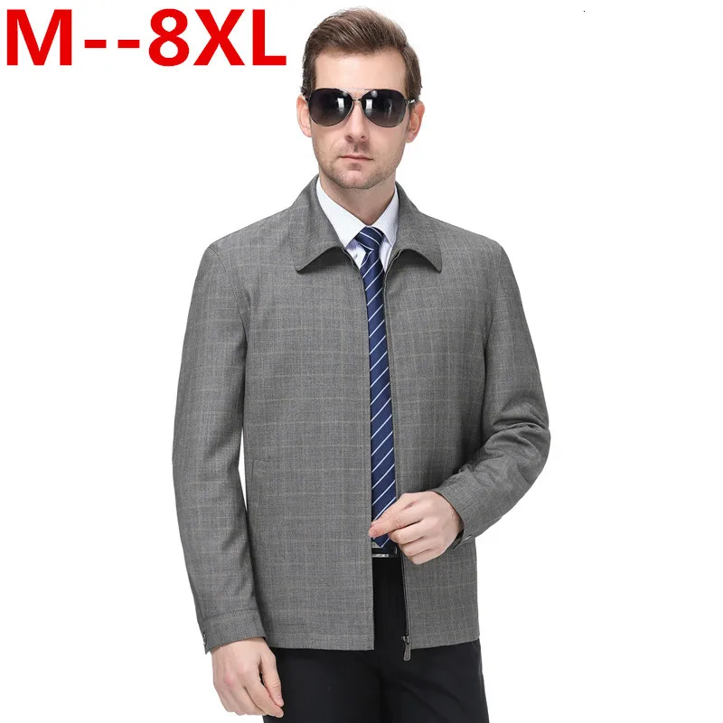 Куртки мужские большие размеры 5XL 6XL 8XL 7XL Мужская Новая повседневная куртка Высокое качество Весна Обычная тонкая куртка пальто - Цвет: Gray