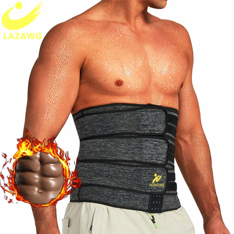 LAZAWG Men Waist Trainer Slimming Body Shaper Sauna Sweat Neoprene Belt  Corsets Tummy Control Fitness Burner Workout Weight Loss - AliExpress