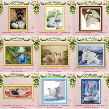 

White swan Swan lake family counted 11CT 14CT Cross Stitch Sets DIY Chinese Cross-stitch Kits Embroidery Needlework Home Decor
