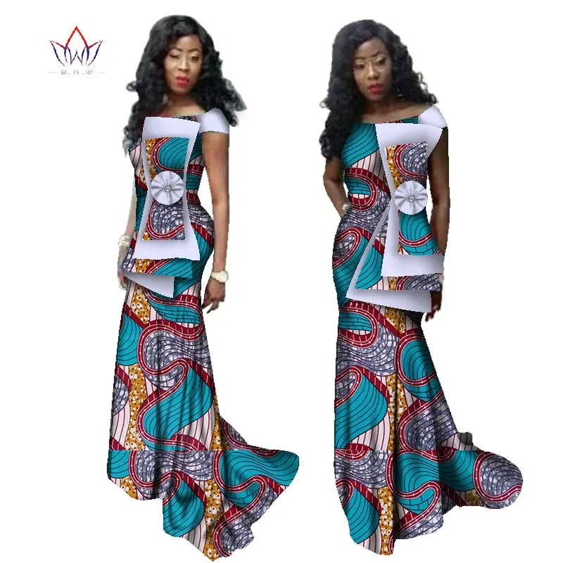 Summer Dress Maxi African Dresses for Women Off Shoulder Dresses Women Strapless Vestidos Elegant Printed Clothing Unique WY2457