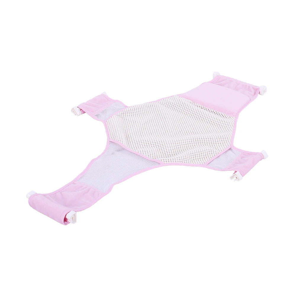 Pink Thick Регулируемая детская сетка для душа, детская мягкая ткань, безопасное сиденье, полезная принадлежность для купания для новорожденных - Цвет: Pink Thick