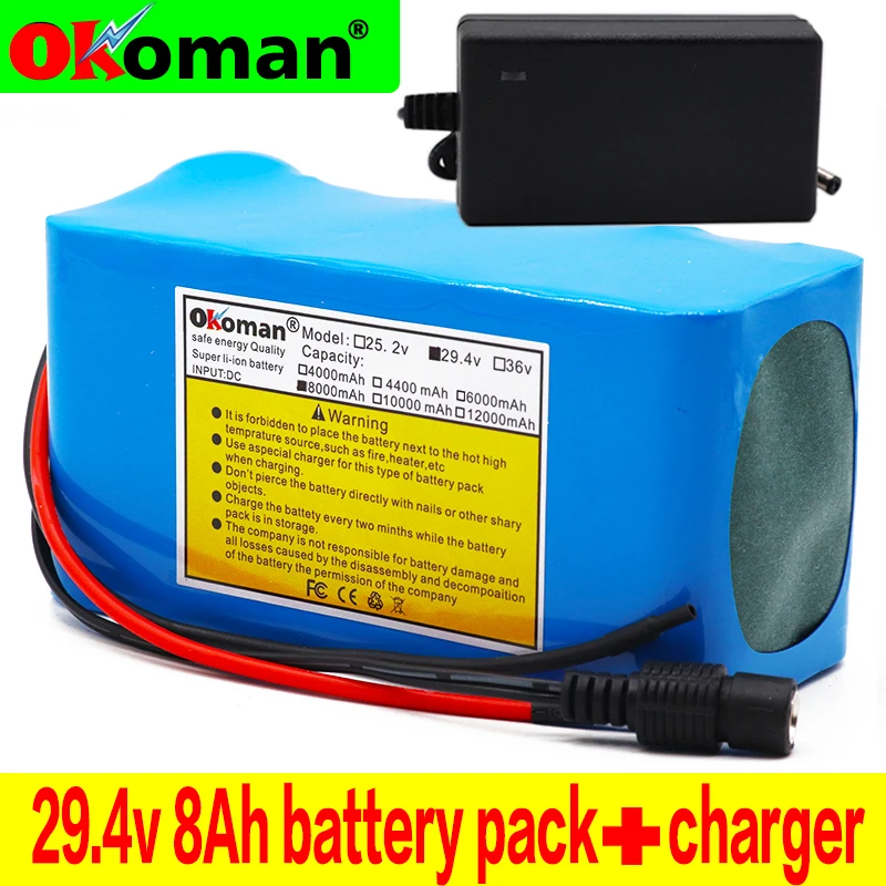 7s3p 24V 8ah Электрический велосипед литий-ионный аккумулятор 29 4 V 8000mAh 15A BMS 250W 24V18650