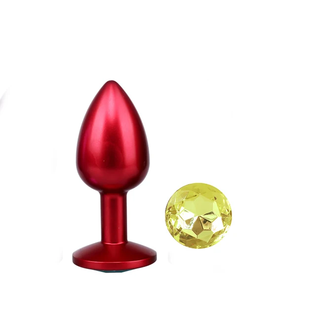 Red metal anal plug yellow diamond