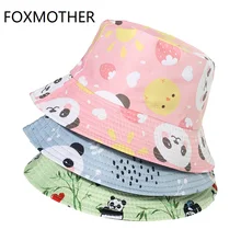 FOXMOTHER New Cute Panda Pattern Fishing Caps Panama Bucket Hats  For Women Mother Gifts