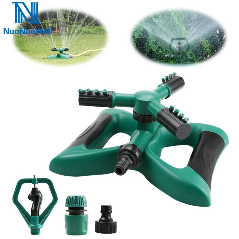 

NuoNuoWell Sprinkler irrigation System 3 Ways Auto Rotating Nozzle Garden Flower Watering Tools ABS Quick Connect Double Use
