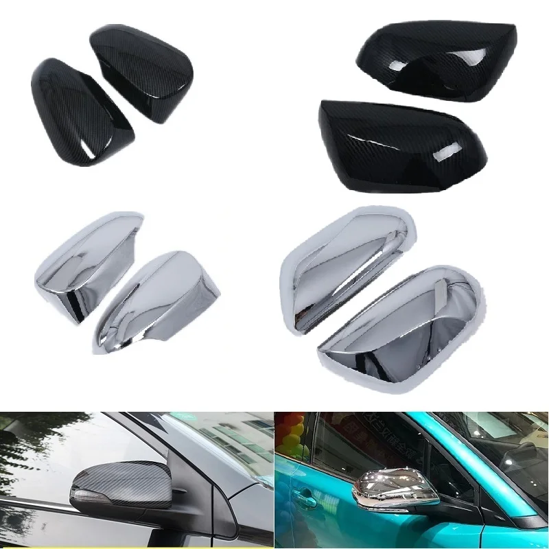 

2PCS Carbon Fiber /Chrome Rearview Mirrors Cover Cup For Toyota Avalon Venza Corolla C-HR CHR Auris Yaris