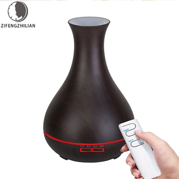 

Remote Control Ultrasonic humidifier Aroma essential oil diffuser 550ml with wood grain 7 Color change LED lights