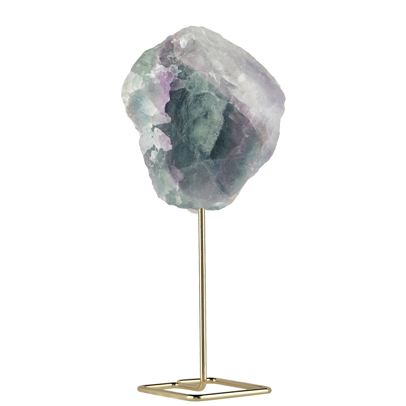 Reiki Irregular Rough Stone Crafts Fluorite Lapis Lazuli With Stainless Steel Stand For Table Decoration Nordic Home Ornaments love heart shape crystal money tree with rough titanium coated quartz cluster base fengshui home decoration wedding ornaments