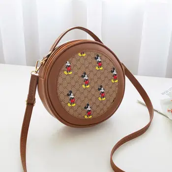 

Disney Women Fashion Circular Shoulder Bag Cartoon Mickey Famous Crossbody Bag Female Brand Handbag Ladies Small Round bag