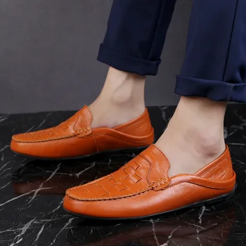 

Casual Shoes Men Shoes Genuine Leather Luxury Brand Casual Slip On Formal Loafers Men Moccasins Italian Male Driving Shoes 2020