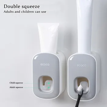 

Household Toothpaste Dispenser Wall Mounted Toothbrush Holder Toothpaste Squeezer Storage Rack Bathroom Toilet Home Convenient