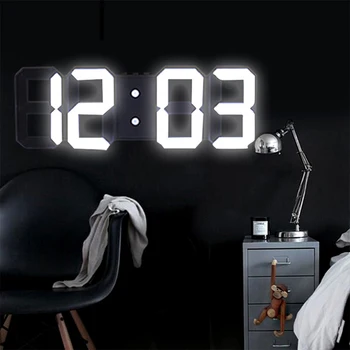 

3D Large LED Digital Wall Clock Date Time Celsius Nightlight Display Table Desktop Clocks Alarm Clock From Living Room