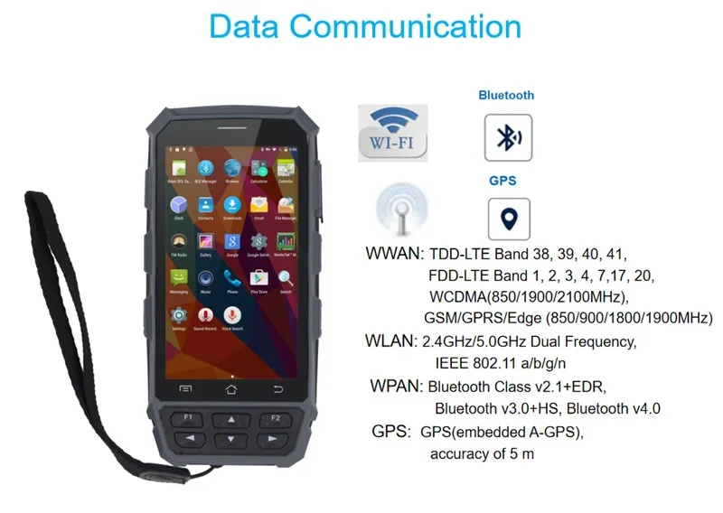 Android PDA RFID считыватель штрих-кодов данных терминал Прочный ручной UHF RFID считыватель беспроводной 1D 2D сканер штрих-кода с пистолетной рукояткой