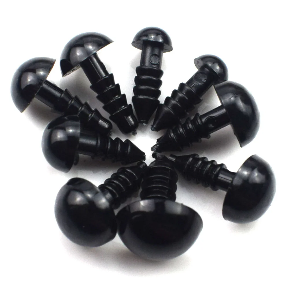 100pcs 6-12mm Plastic Black Safety Eyes for DIY Toys Doll Crafts Teddy Bear  Dolls Soft