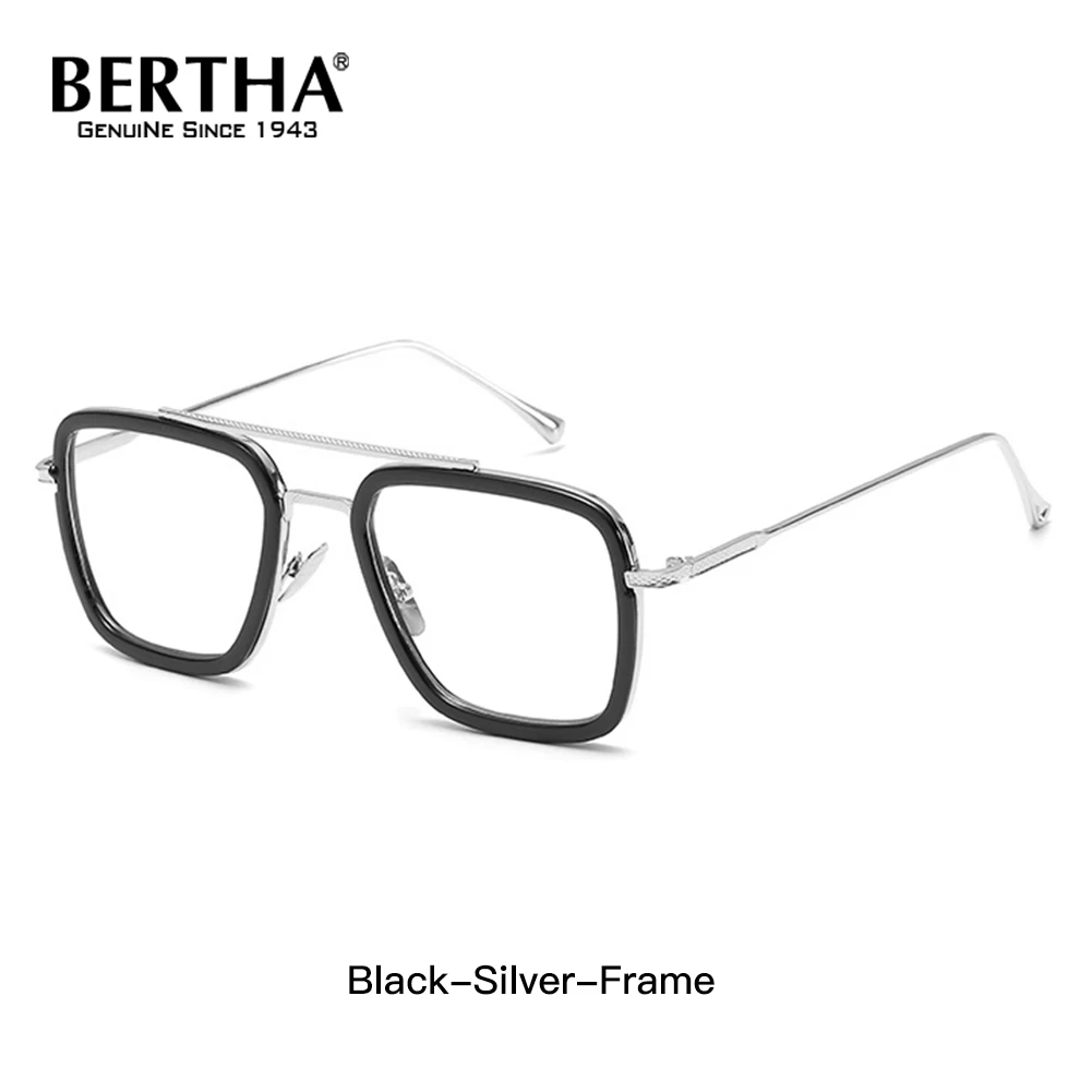 Bertha Tony Stark, очки, оправа, женские, квадратные, сплав, очки, модный бренд, дизайн, Железный человек, оптические очки для глаз, для мужчин, UV400, J6618 - Цвет оправы: Silver Frame