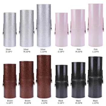 

16sizes Portable PU Leather Cosmetic Storage Box Travel Makeup Pen Brush Cup Holder