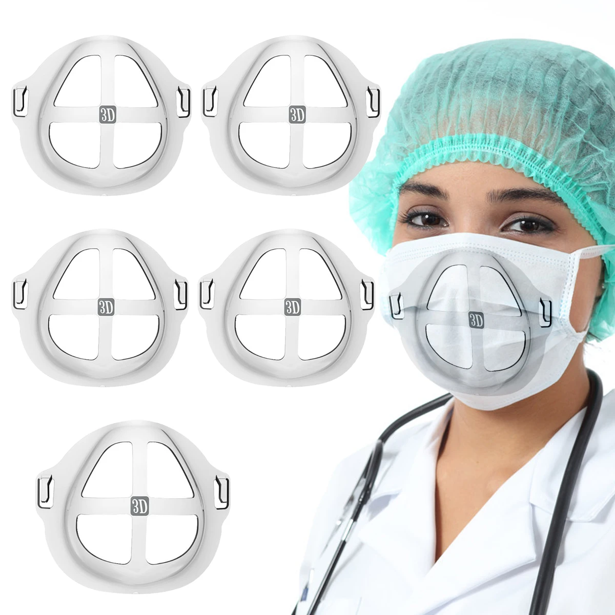 

1/5/10PC 3D Mouth Mask Support Breathing Bracket Assist Help Mask Inner Cushion Mask Holder Breathable Valve