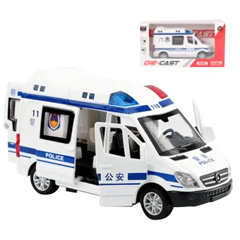 

1:32 5 Door Ambulance Police Car Special Police Car Express Car Alloy Car Model Pull Back Sound And Light Simulation Model