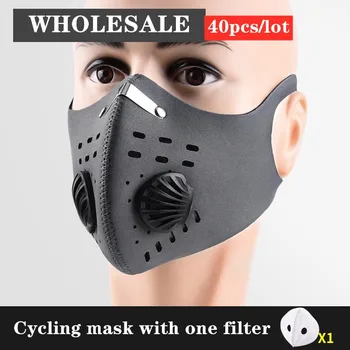 

40pcs Running Mask Anti-fog pm2.5 Breathable Cycling Face Mask Sport Training Anti-Pollution With Activated Carbon Filter