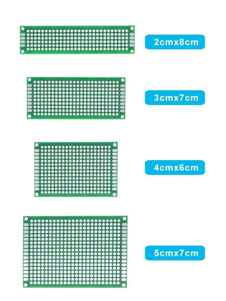 Прямая поставка, 4 шт., 5x7, 4x6, 3x7, 2x8 см, двухсторонний медный прототип, печатная плата, универсальная плата из стекловолокна для Arduino