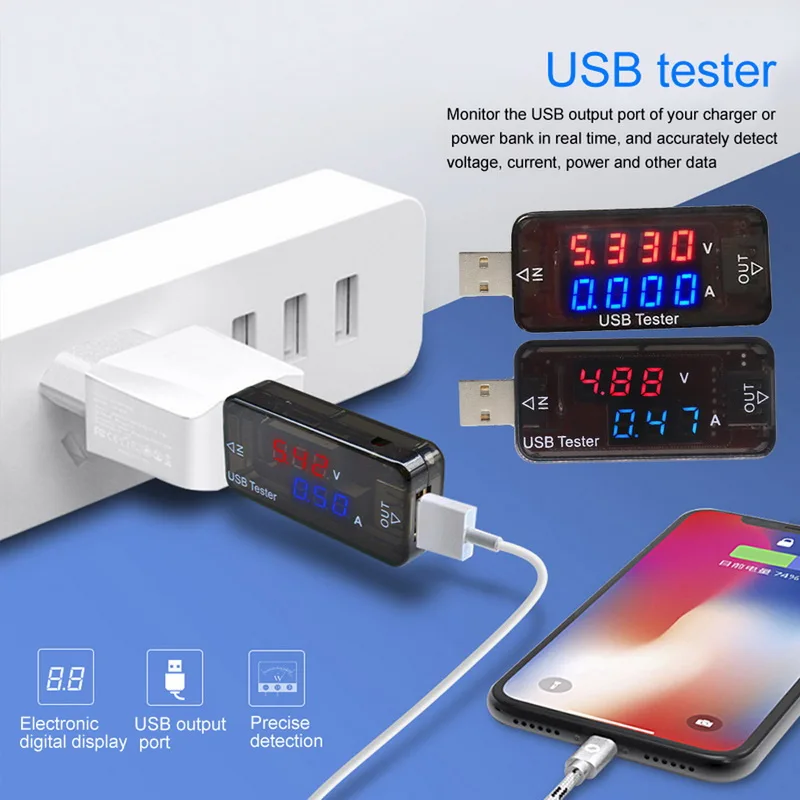 Измерительный прибор USB многофункциональный аккумулятор вольтметр Амперметр