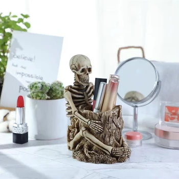 

Practical Skeleton Desktop Pen Holder Retro Jewelry Makeup Brushes Storage Box Office Supplies Stationery Rack for Desk