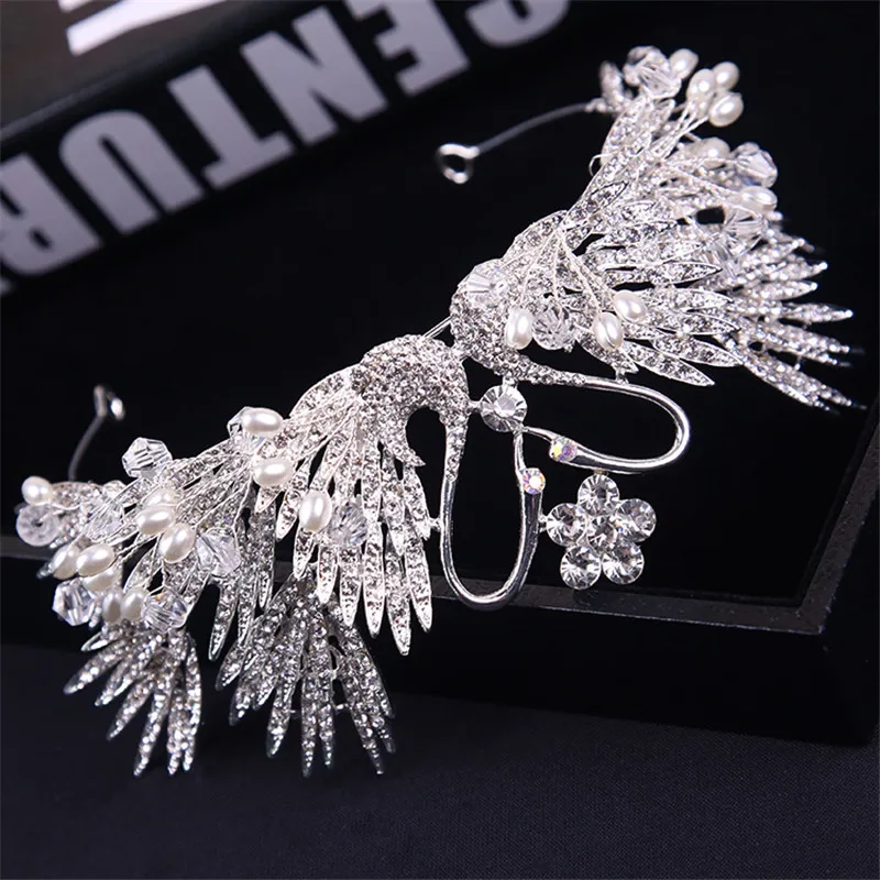 New Arrival Swan Crystal Rhinestone Bridal Princess Crown Wedding Hair Accessories Bridal Silver Gold Headband Stunning Crystal