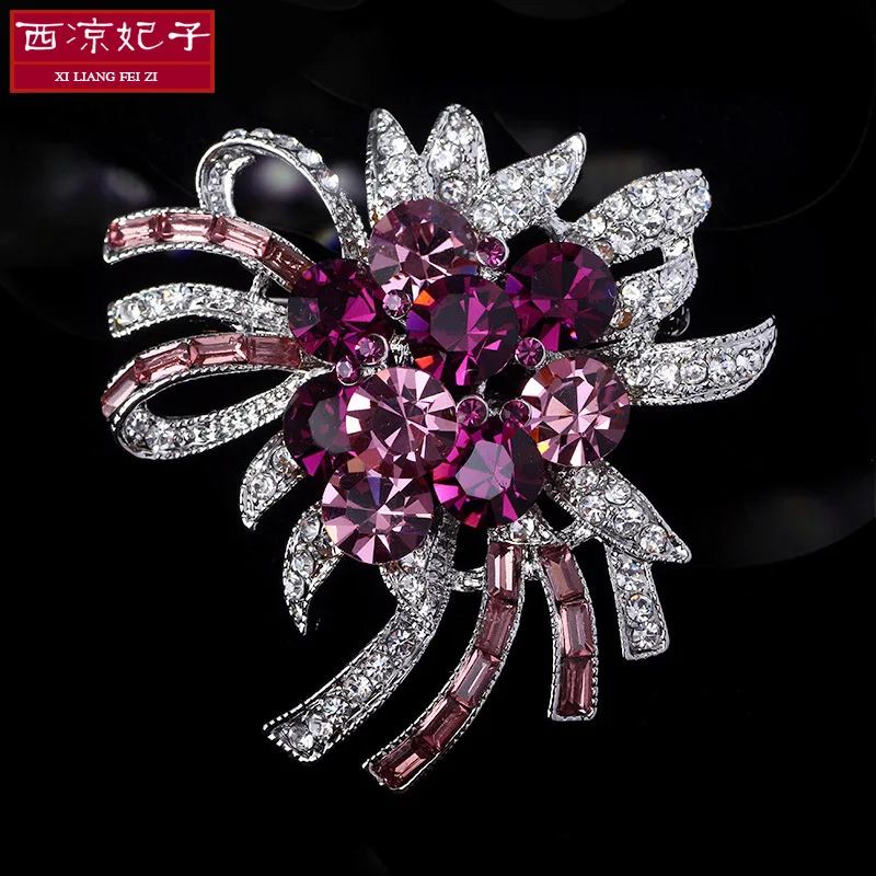 

Xiliang Concubine Jewelry Top Grade Crystal Western Style Elegant Elegant Brooch Corsage Valentine's Day Gift Women's X405