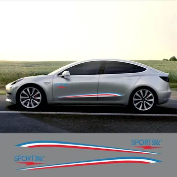 

4PCS Auto Door Side Skirt Vinyl Film Stickers for Tesla Model 3 Car Body Decor PVC Decals Auto Decoration Wraps Car Accessories