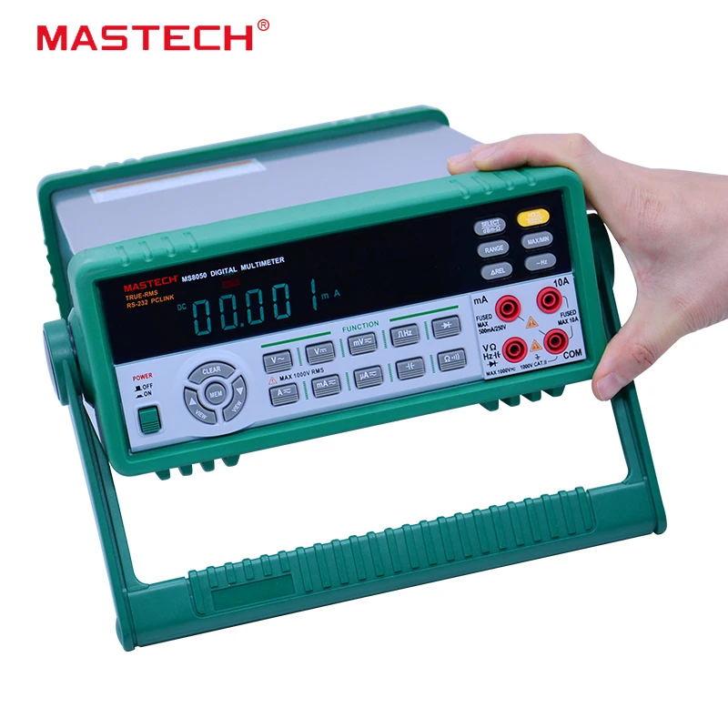 MASTECH MS8050 профессиональный настольный цифровой мультиметр автоматический диапазон скамья верхний мультиметр Высокая точность истинное RMS RS232C