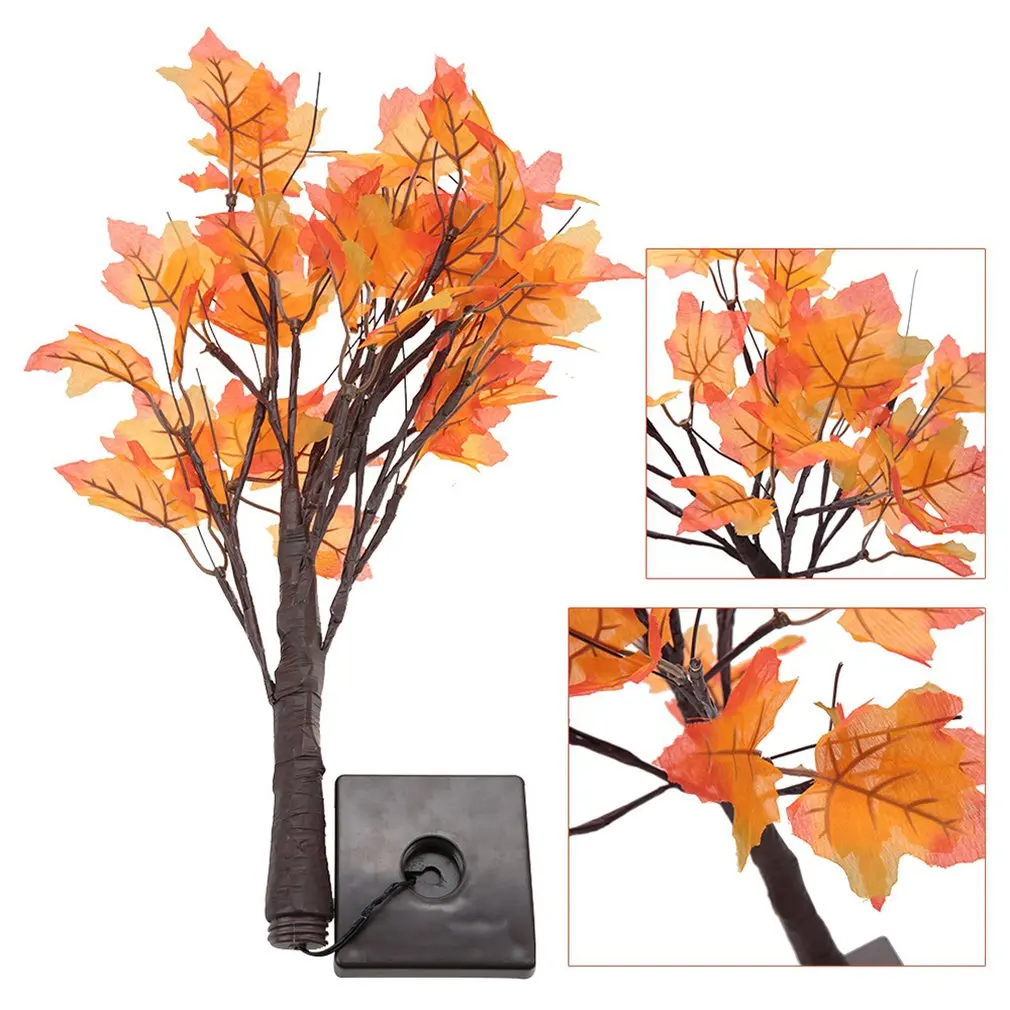 24 Led Maple Leaf Harvest Tree Lights Christmas Garden Landscape Decoration Lights Indoor Battery Light Maple Leaf Tree Lights