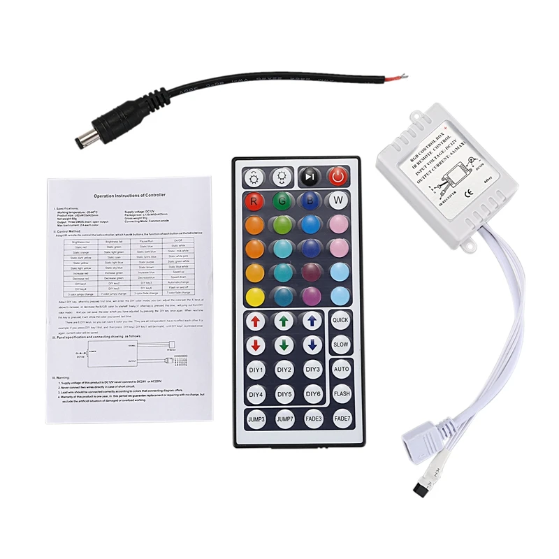 

Hot 44 keys Wireless IR Remote control with receiver for 5050 3528 RGB SMD LED strip light