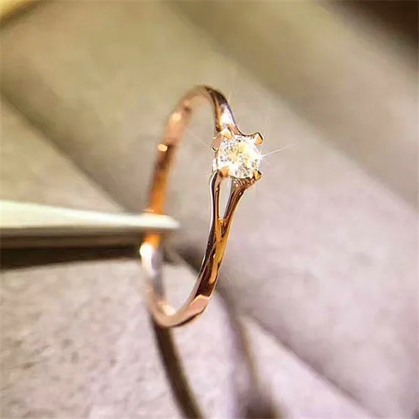 Ramos, Женское кольцо с кристаллами и цирконием, милое маленькое серебро 925 пробы, цвет розовое золото кольцо на палец, кольцо для помолвки для женщин