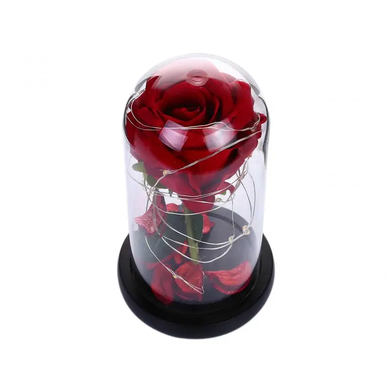 Светодиодный креативный Романтический праздничный подарок, роза, светильник вечный цветок, стеклянный чехол, Свадебный романтический подарок, подарки на день Святого Валентина