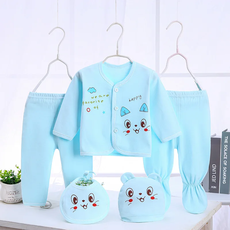 3 5pcs/set newborn Baby Clothing Long SLEEVE cotton Toddler Kids clothes baby boys girls Cartoon suit soft baby Clothes - Color: 3