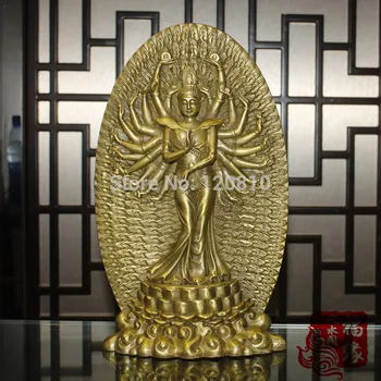 

Copper Guanyin Buddha Avalokitesvara station feng shui home decoration ornaments Lucky SongZi