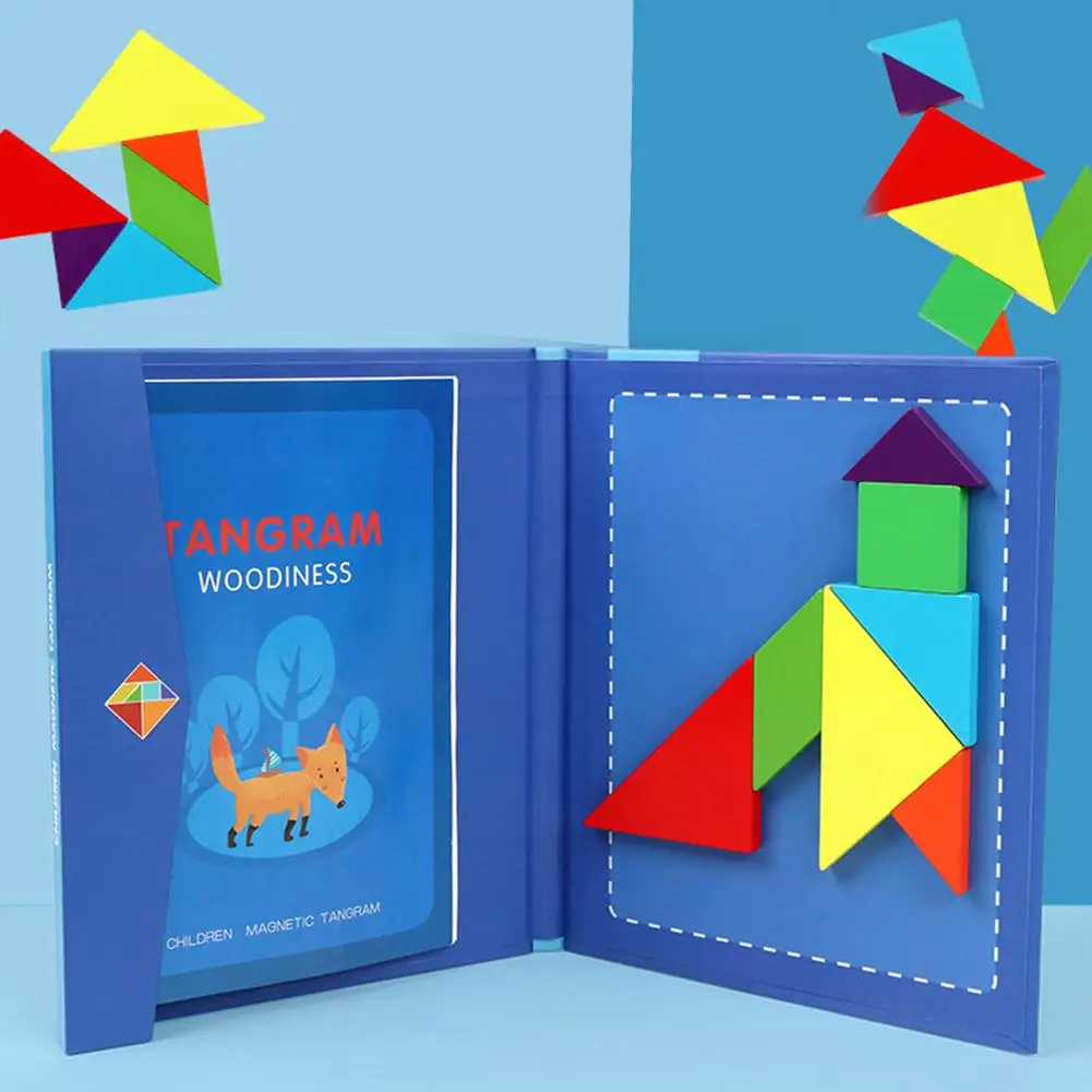 Магнитная 3D Головоломка Tangram игры Монтессори обучения Обучающие Рисование настольные игры игрушка подарок для детей мозги Tease