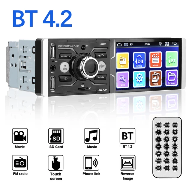 12 V Autoradio 1 DIN Radio de coche 4.1 pulgadas pantalla táctil coche  estéreo multimedia reproductor MP5 Bluetooth RDS Dual USB apoyo